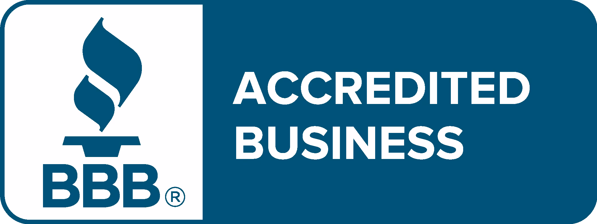 BBB Accredited Business logo featuring stylized torch and bold text.